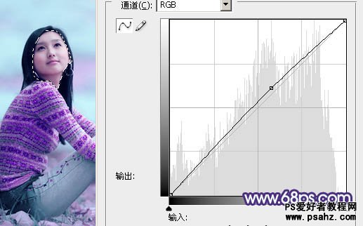 PS调色实例教程：给外景清纯MM艺术照调出浪漫的青紫色