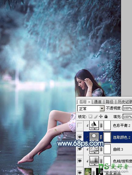 PS调色教程：给未成年清纯少女写真照调出魔幻般的青蓝色效果