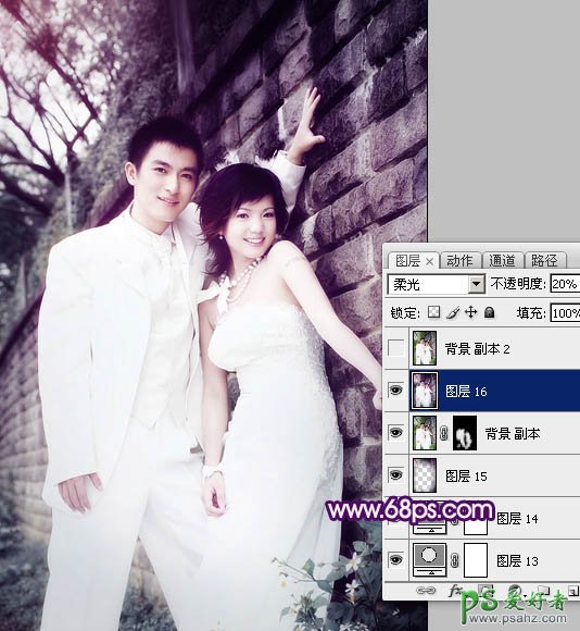 photoshop调出古典风格时尚情侣婚纱艺术照