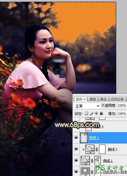 Photoshop给早晨公路边自拍的高跟美女高清图片调出唯美的晨曦色