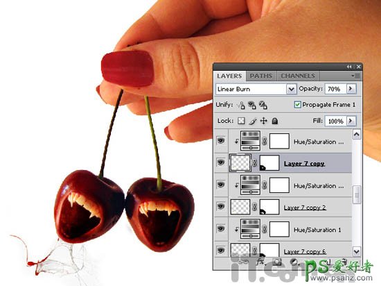 PS合成教程：合成一例张着血盆大嘴的樱桃搞笑图片