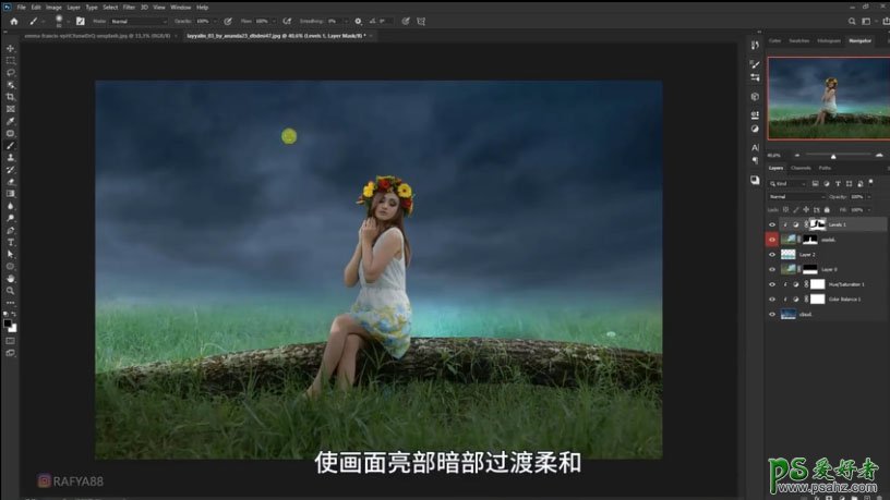 photoshop合成少女仙子意境写真照，梦幻仙境场景的精灵少女