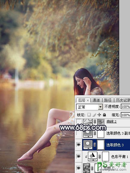 Photoshop给修长美腿女生外景写真照调出艳丽的秋季暖色效果