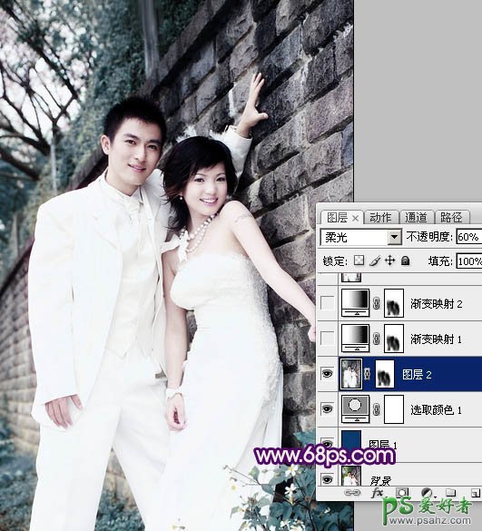 photoshop调出古典风格时尚情侣婚纱艺术照