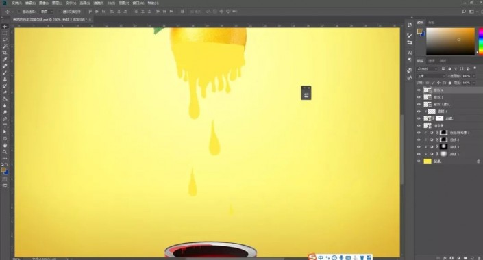 PS特效图片合成：打造油漆滴落效果的柠檬，自然色彩油漆柠檬。