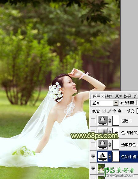 photoshop调出甜美阳光色外景美女婚纱写真照