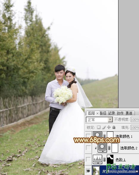 photoshop调出柔美的霞光情侣婚纱照特效