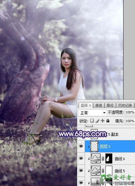 Photoshop给绿荫中自拍的可爱萌女艺术写真集调出甜美清新的色彩