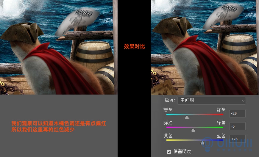 PS合成教程：创意设计鲸鱼和小猫海盗相遇的壮观场景。