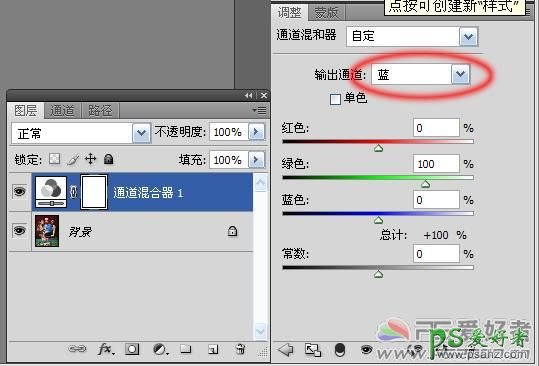 利用PS通道混合器快速给一给人像调出个性的红色效果