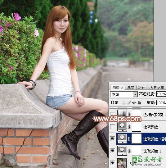 photoshop给街上自拍的可爱妹妹写真照快速调出甜美的粉红色