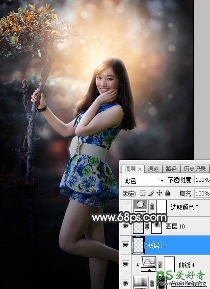 Photoshop给性感漂亮的女生外景照片调出唯美的逆光效果，秋季暖