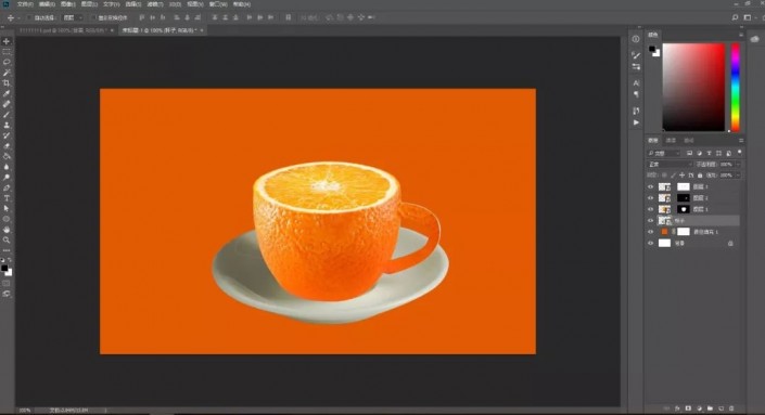PS合成实例教程：创意打造一款橙子杯子个性图片。
