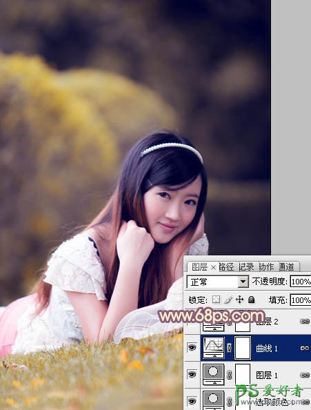 photoshop给纯美未成年少女照片调出清新的橙紫色