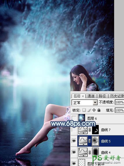 PS调色教程：给未成年清纯少女写真照调出魔幻般的青蓝色效果