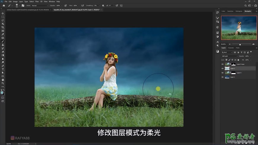 photoshop合成少女仙子意境写真照，梦幻仙境场景的精灵少女