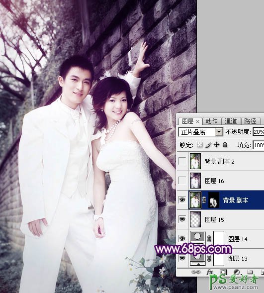 photoshop调出古典风格时尚情侣婚纱艺术照