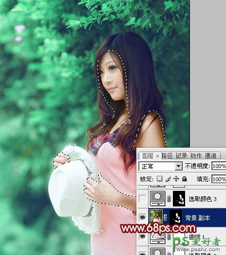 photoshop给树林中的甜美少女调出柔和的色彩