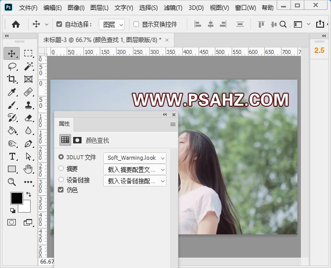 PS调色实例：给户外自拍的未成年少女写真照调出淡雅清新的色彩。