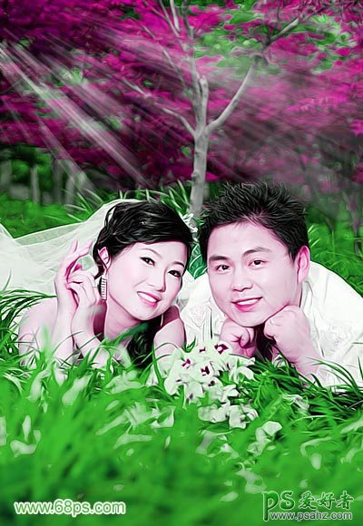 photoshop给清新的情侣婚片进行调色及美化处理