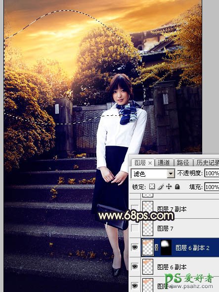 Photoshop给性感空姐制服美女外景写真图片调出唯美的夕阳霞光色