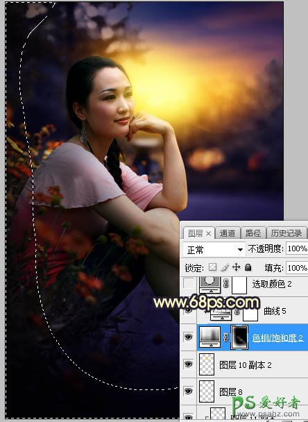 Photoshop给早晨公路边自拍的高跟美女高清图片调出唯美的晨曦色