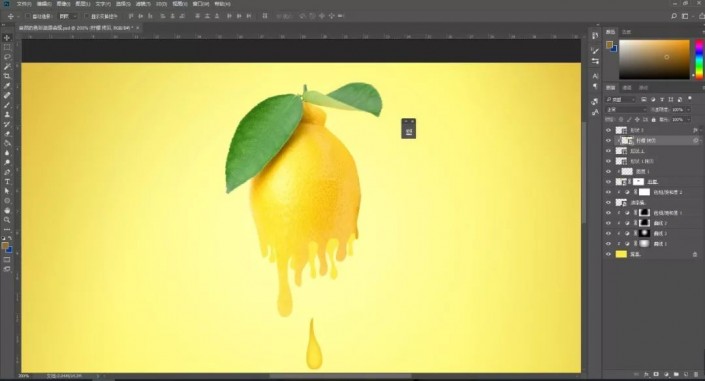 PS特效图片合成：打造油漆滴落效果的柠檬，自然色彩油漆柠檬。