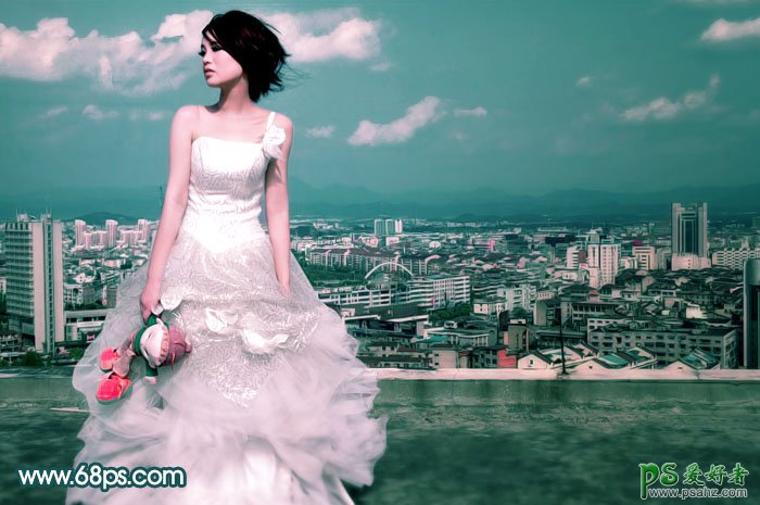 photoshop调出柔和色彩的婚纱照美女艺术照