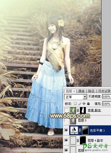 Photoshop给清纯少女夏日外拍摄影写真照调出唯美的秋景阳光色