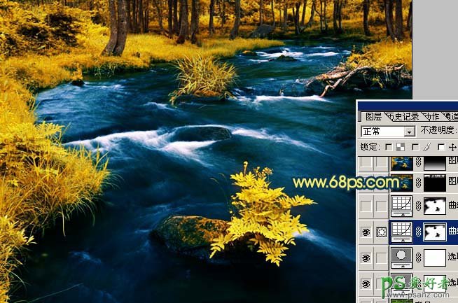 photoshop给好看的小溪风景照调出梦幻金秋色彩