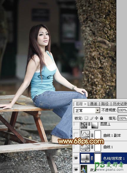 Photoshop给气质性感少妇外拍艺术照调出唯美的中性红色效果