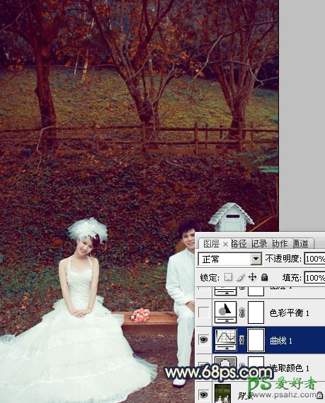 photoshop调出漂亮的公园情侣婚片艺术写真照