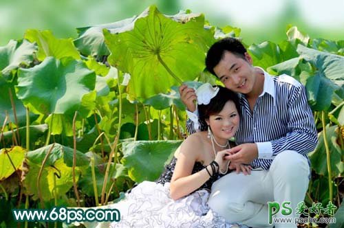 PS调出青灰色情侣婚片艺术照