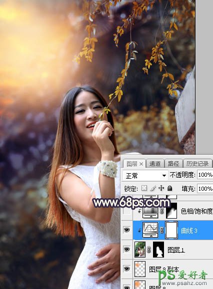 Photoshop给身材丰满的性感少妇外景照片调出温馨的暖色调