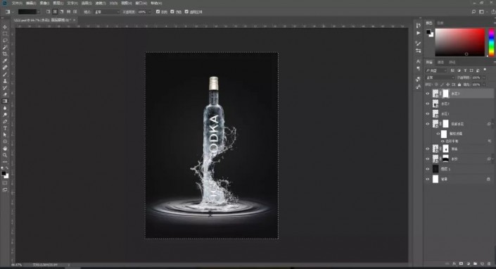 PS合成实例：创意打造一个水花飞溅效果的酒瓶，创意水花酒瓶。