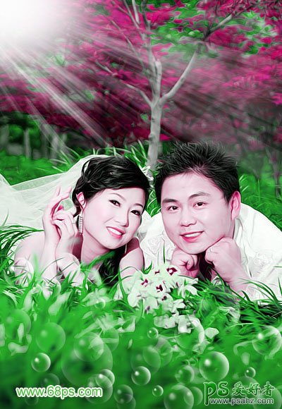 photoshop给清新的情侣婚片进行调色及美化处理