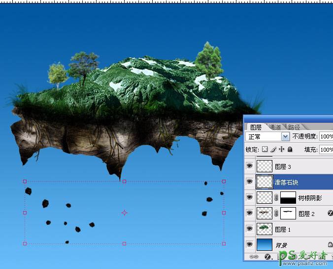 PS合成教程：创意打造一幅在空中漂浮的小岛奇幻景观效果图