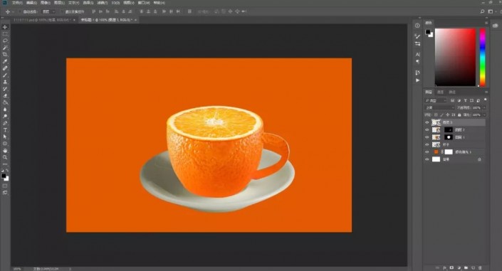 PS合成实例教程：创意打造一款橙子杯子个性图片。