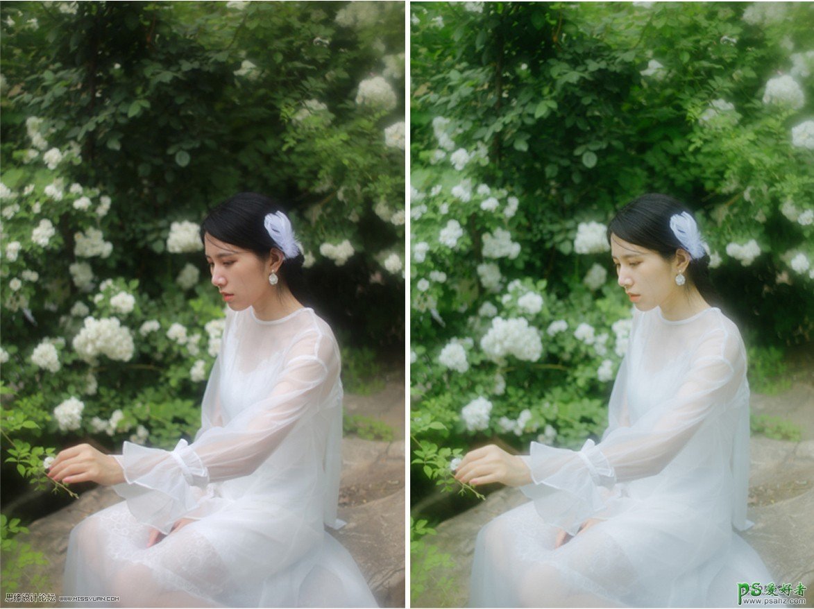 Photoshop调出唯美仙境效果的少女古装照，朦胧仙境少女写真照。