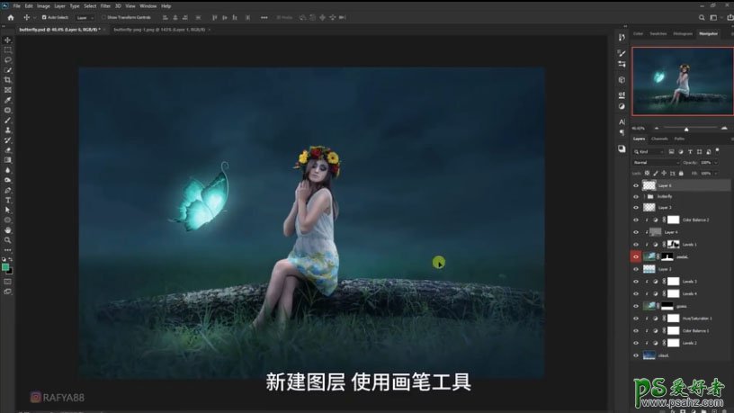 photoshop合成少女仙子意境写真照，梦幻仙境场景的精灵少女