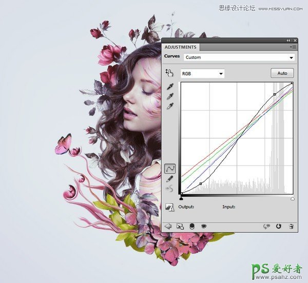 PS人像合成教程：打造一幅欧美美女头像与花朵的完美合成效果图