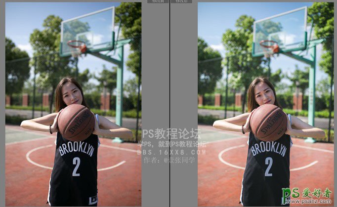 Photoshop+LR调色教程：给可爱的篮球宝贝美女照片调出小清新冷色