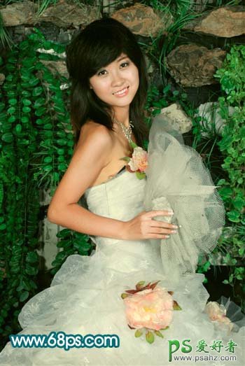 photoshop给纯美的少女婚纱照调出红润的皮肤色泽