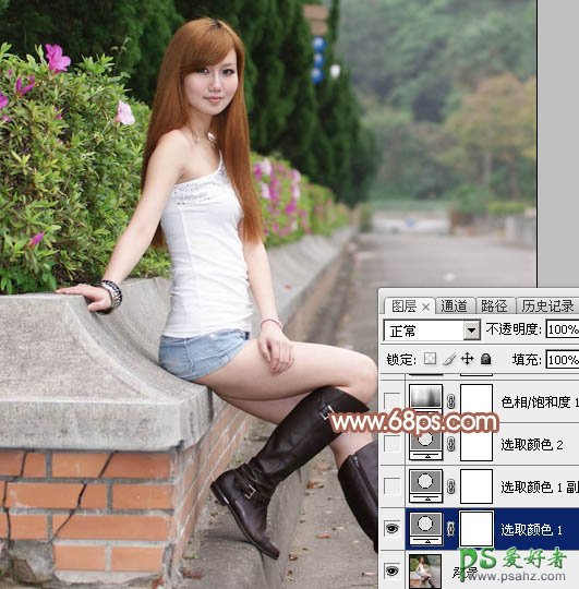 photoshop给街上自拍的可爱妹妹写真照快速调出甜美的粉红色