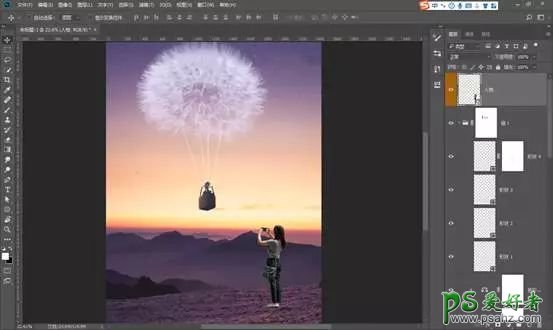 PS梦幻合成教程：学习把蒲公英与热气球完美结合，打造超现实场景