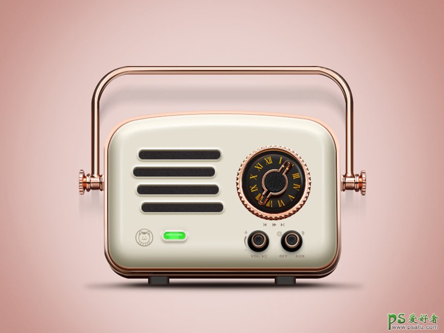 PS手绘教程：学习手工绘制漂亮的收音机素材图，立体复古收音机