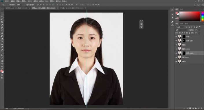 PS证件照抠图教程：学习给一张商务型女士证件照抠图换背景颜色。