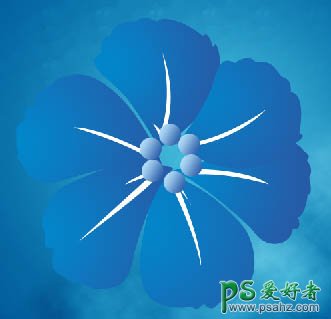 PS绘制梦幻蓝色艺术花朵壁纸图片教程