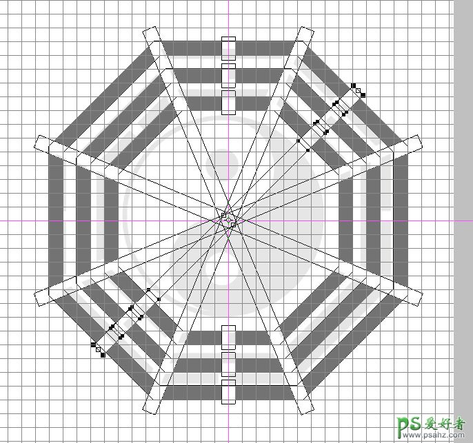 Photoshop手绘失量风格的太极八卦图，建筑风水八卦图，八卦阵图