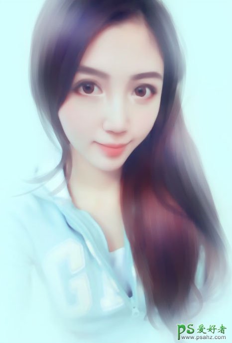 Photoshop把清纯可爱的蛇精脸美女头像照片制作出秀气的仿手绘效